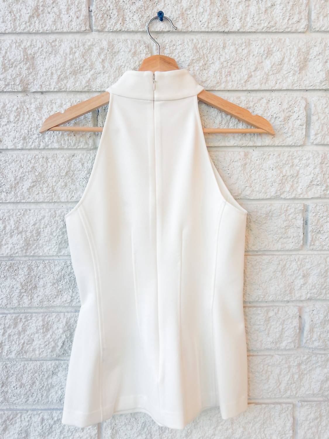 Veronica Beard Johanne Sleeveless Mock Neck Top in dove - women's blouse - alternate view