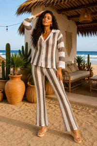Little Secret Of Mine - Colorblock Knit Top & Pants Set