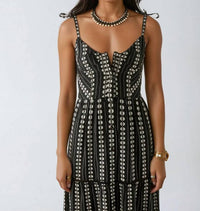 Maison Hotel Venus Embroidered Maxi Dress in black multi - women's dress - detail view