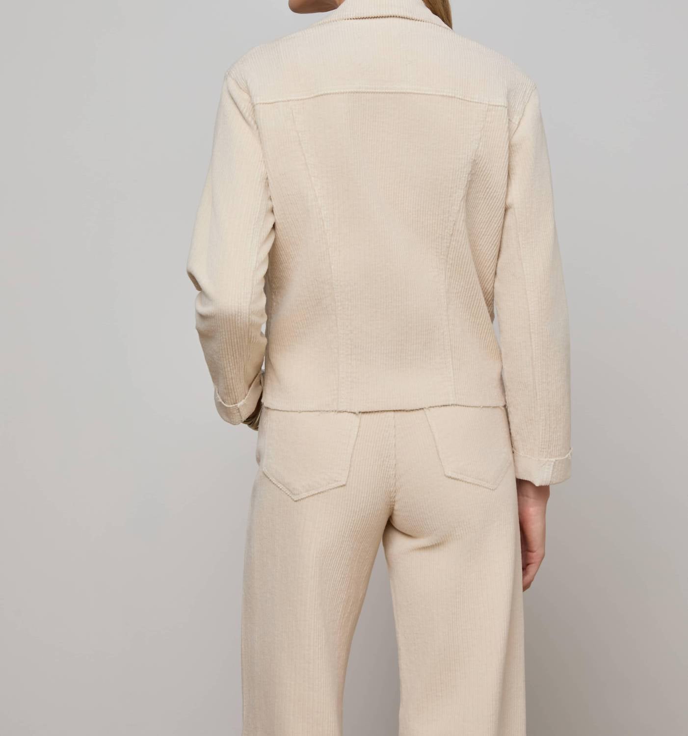 L'Agence Janelle Slim Raw Jacket in french vanilla 2 - women's jacket - alternate view