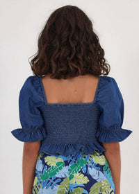 Mayoral - Girls' Puff Sleeve Denim Top