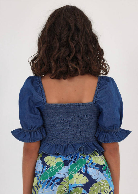 Mayoral - Girls' Puff Sleeve Denim Top