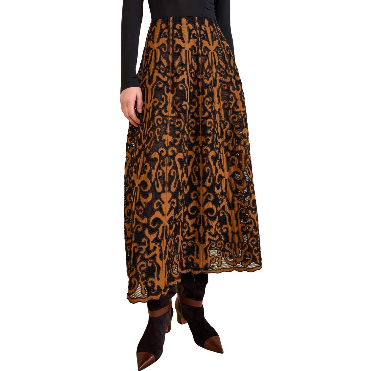 Ulla Johnson - Gili Applique High Waist Midi Skirt
