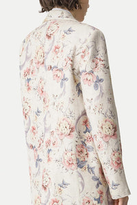 forte forte Linen Longs Sleeve Jacket in peonia - women's jacket - detail view