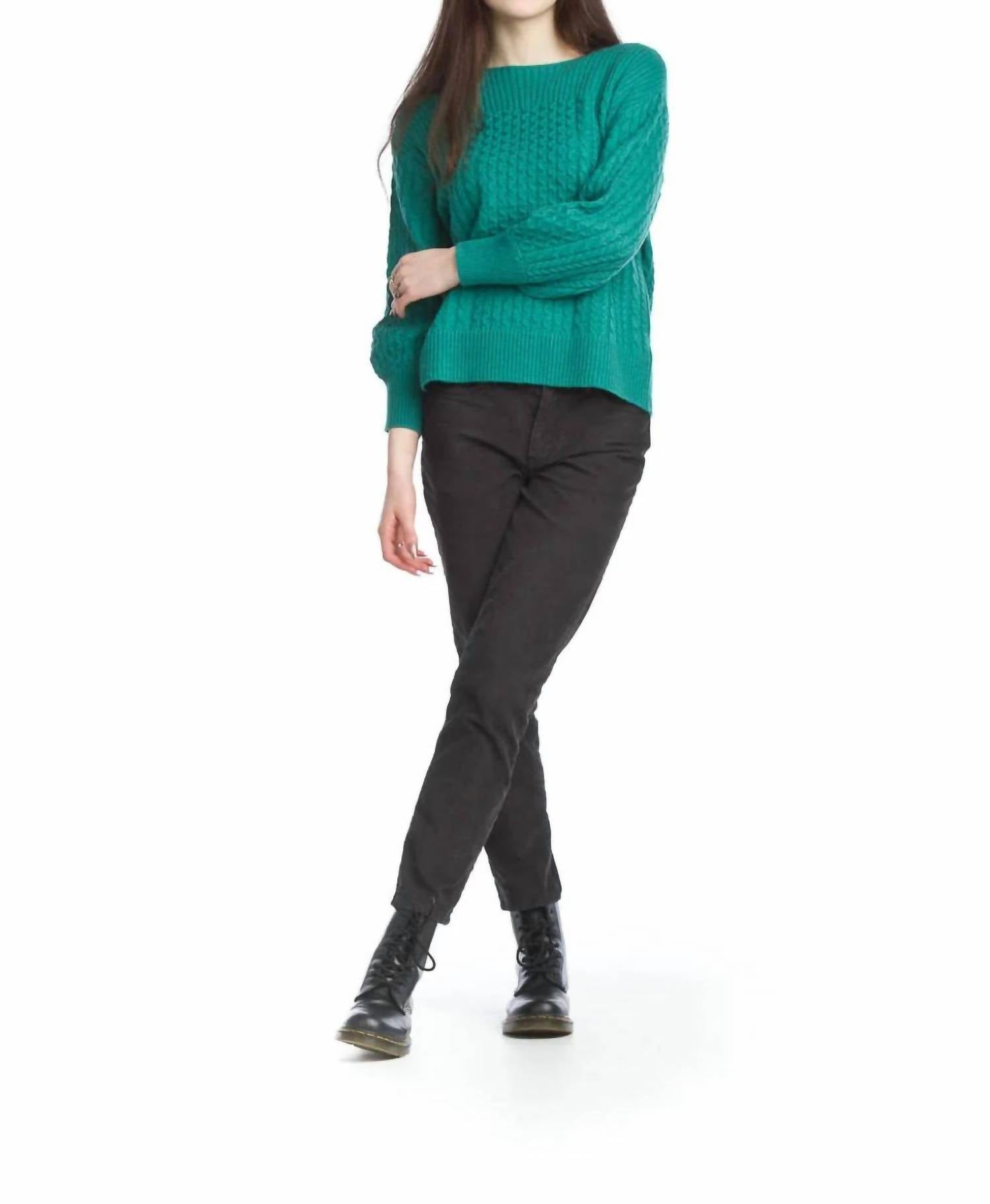 Papillon - Cable Knit Sweater With Ribbed Trim Detail