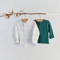 Paloma De La O - Boy's Checkered Polo Long Sleeve Shorts Set