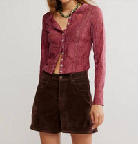 Free People Jae Sheer Lace Knit Top in crushed berry - women's blouse