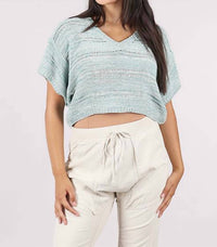 mystree Melange Relaxed Pullover Sweater in seafoam - women's sweater