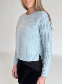Autumn Cashmere Popcorn Raglan Crew Sweater in glacier - women's sweater - detail view