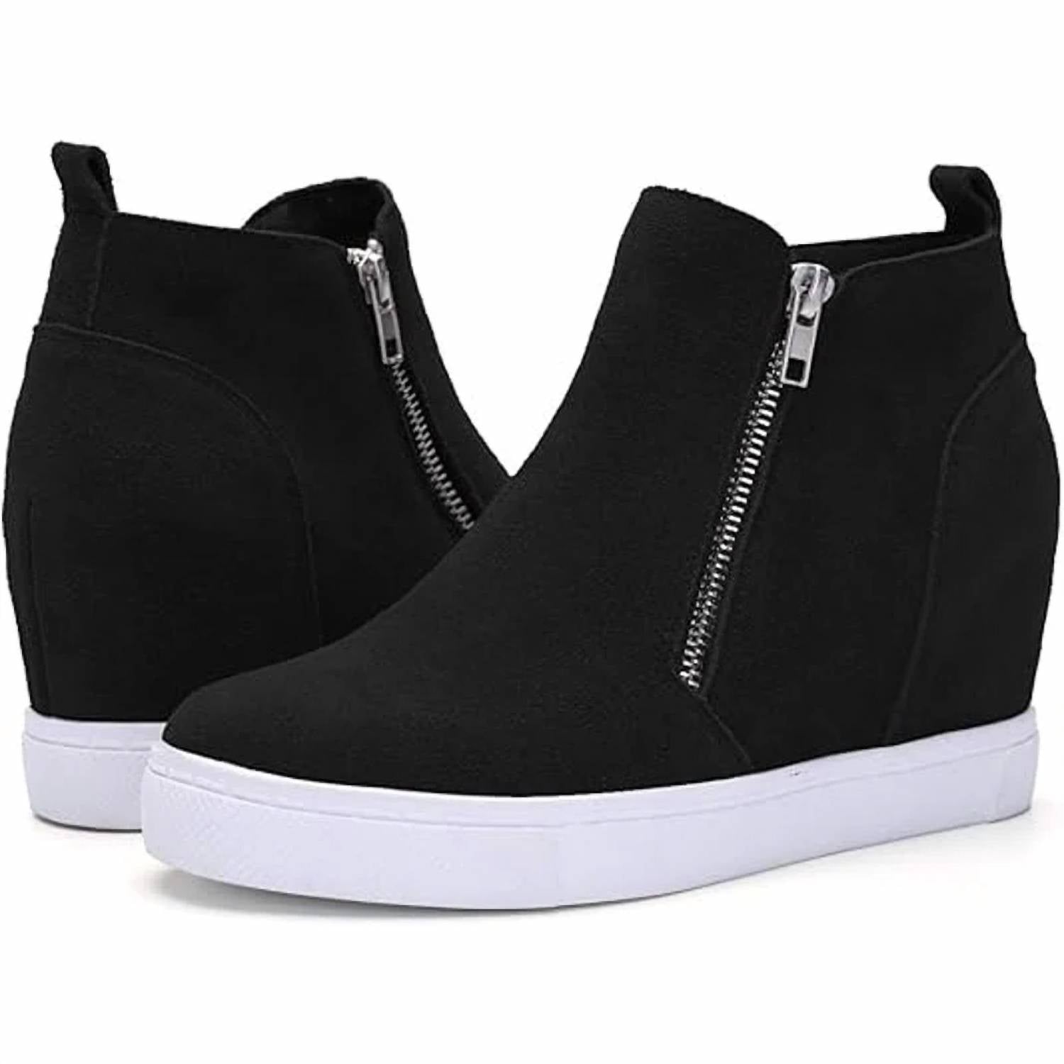 Athlefit - Women's Hidden Heel Platform Wedge Sneakers