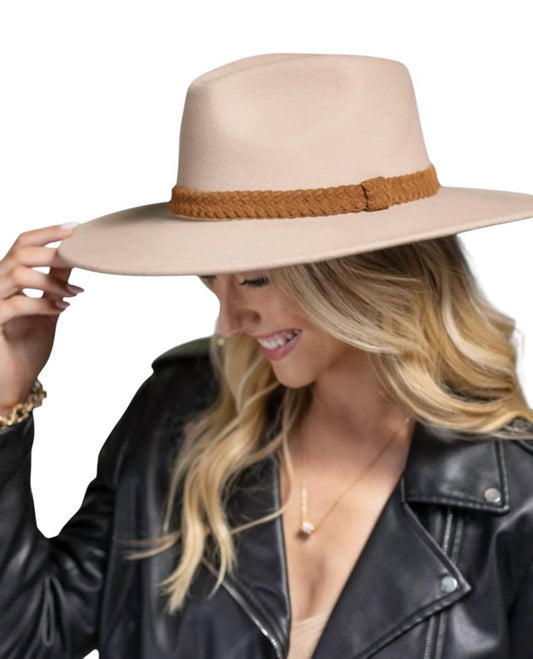 Urbanista - BRAIDED LEATHER TRIM WOOL PANAMA HAT