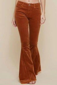 Saints & Hearts - Frayed Hem Corduroy Bell Bottoms Pants