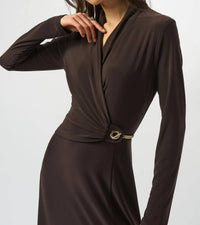 Joseph Ribkoff - Faux Wrap Midi Fit And Flare Dress