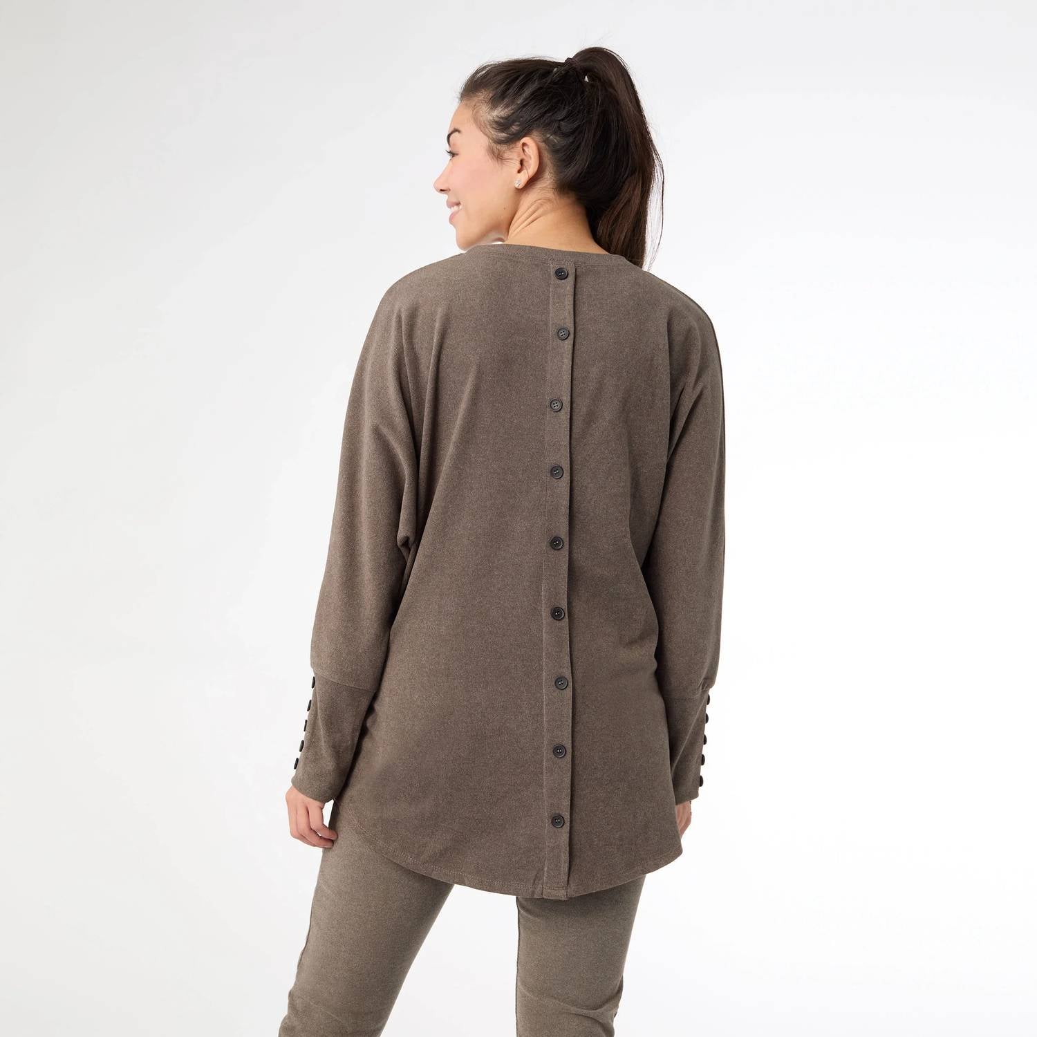 Coco + Carmen - Weekend Brushed Sweater with Button Back