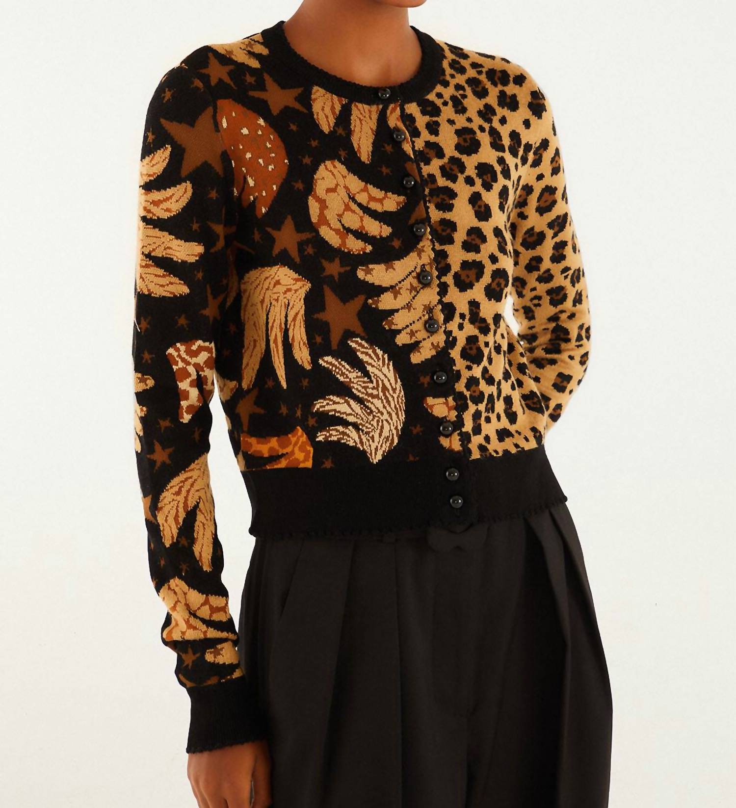 Farm Rio - Banana Leopard Mixed Cardigan