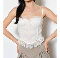 Pretty Garbage Serena Lace Bustier Top in white - women's shirt