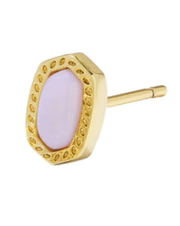 Kendra Scott Women's Mini Ellie Stud Earrings in gold pink opalite crystal - women's jewelry - detail view