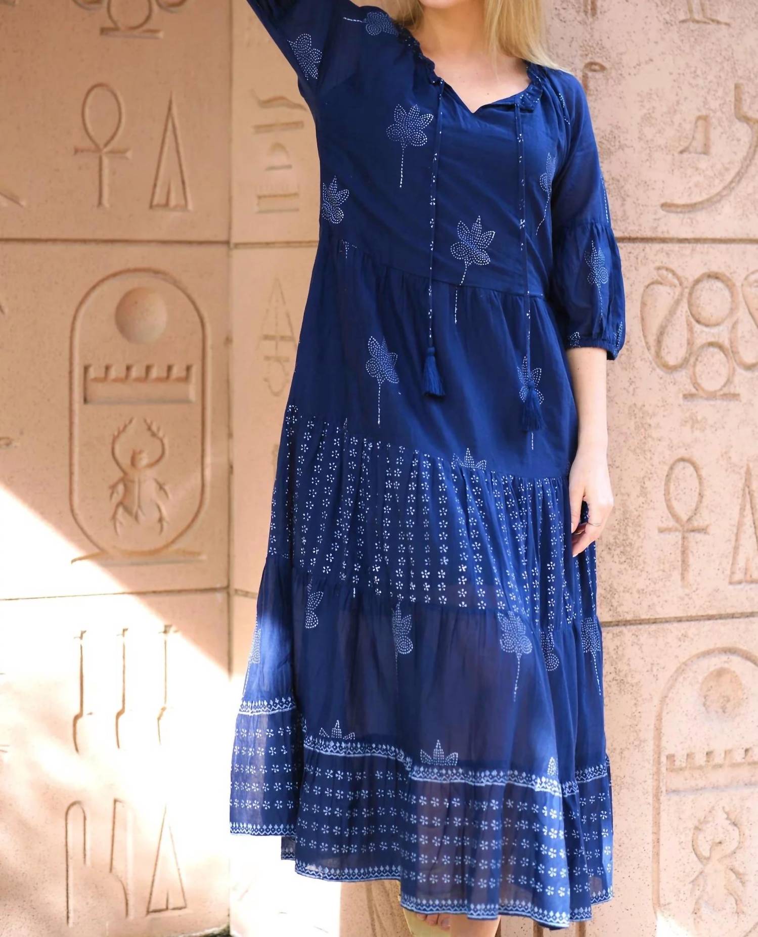 Dolma - 3/4 Quarter Sleeves Maxi Dress