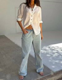Never Fully Dressed - Scallop Wide Leg Jeans