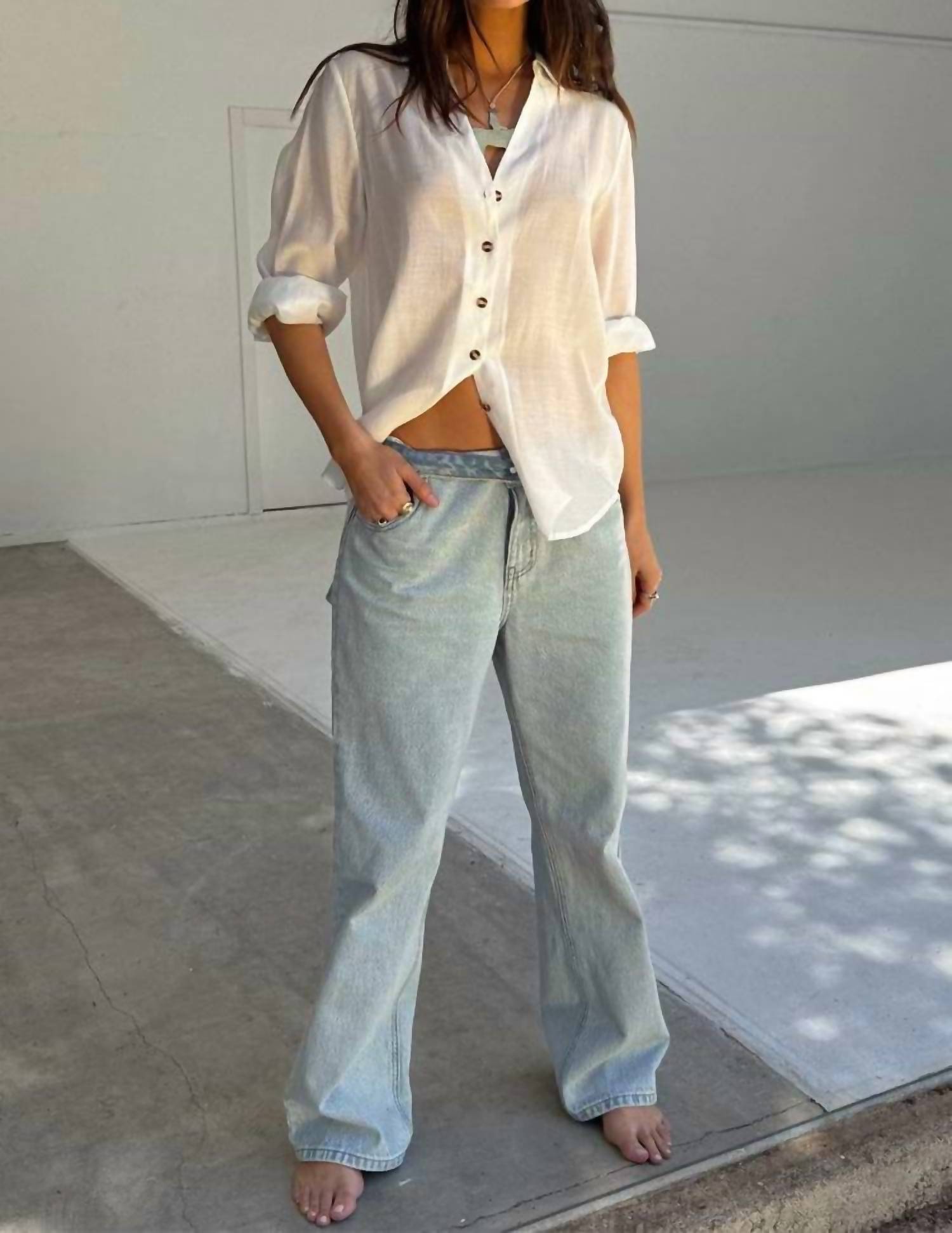 Never Fully Dressed - Scallop Wide Leg Jeans
