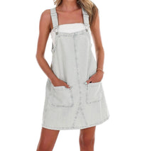 Blu Pepper - Outlook Stripe Denim Overall Mini Dress