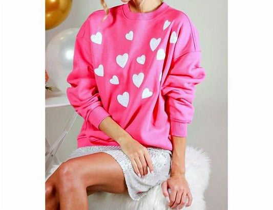 Sweatshirt with White Sequin Hearts