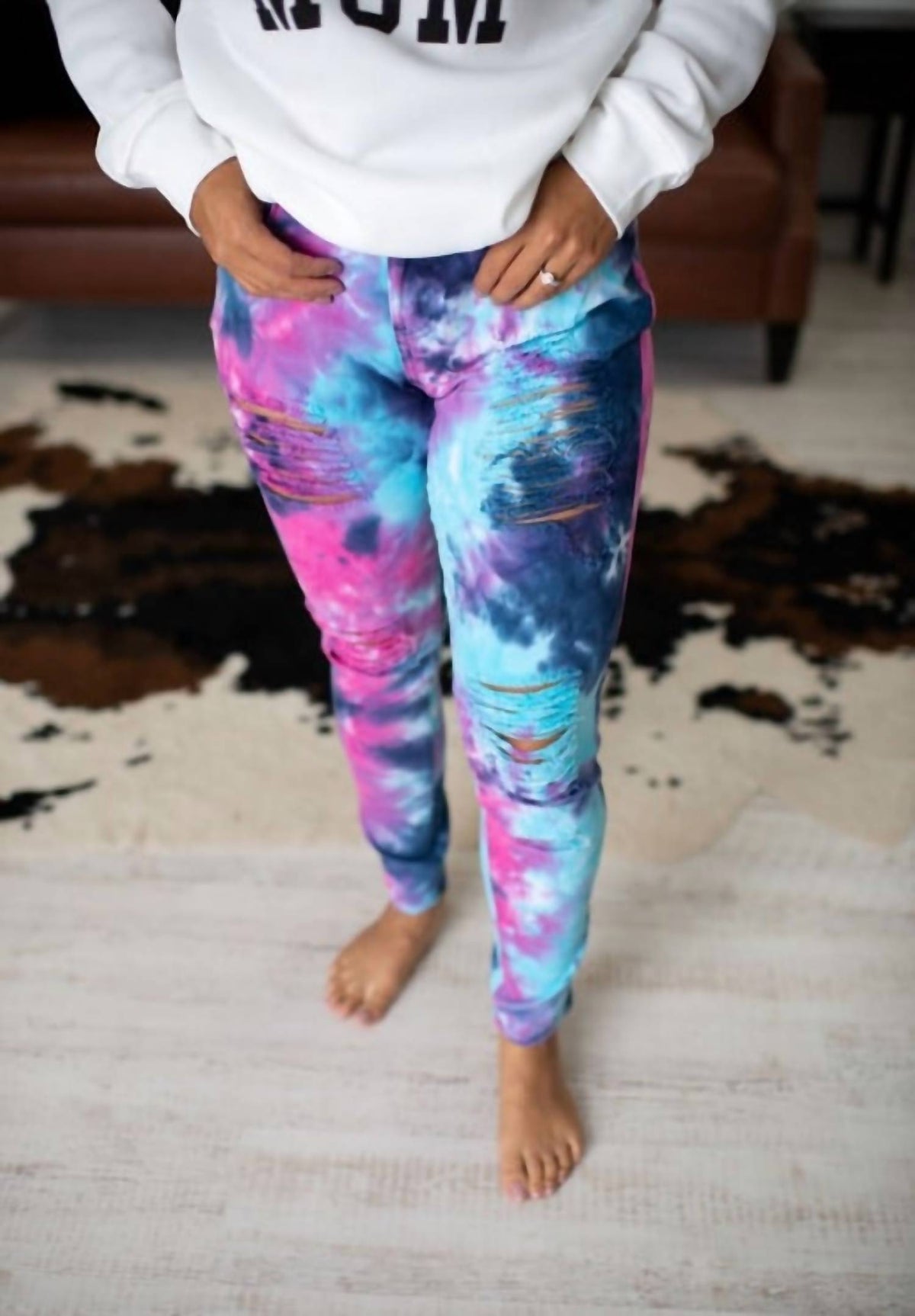 Shirley Stone - Tie Dye Distressed Skinny Jeans