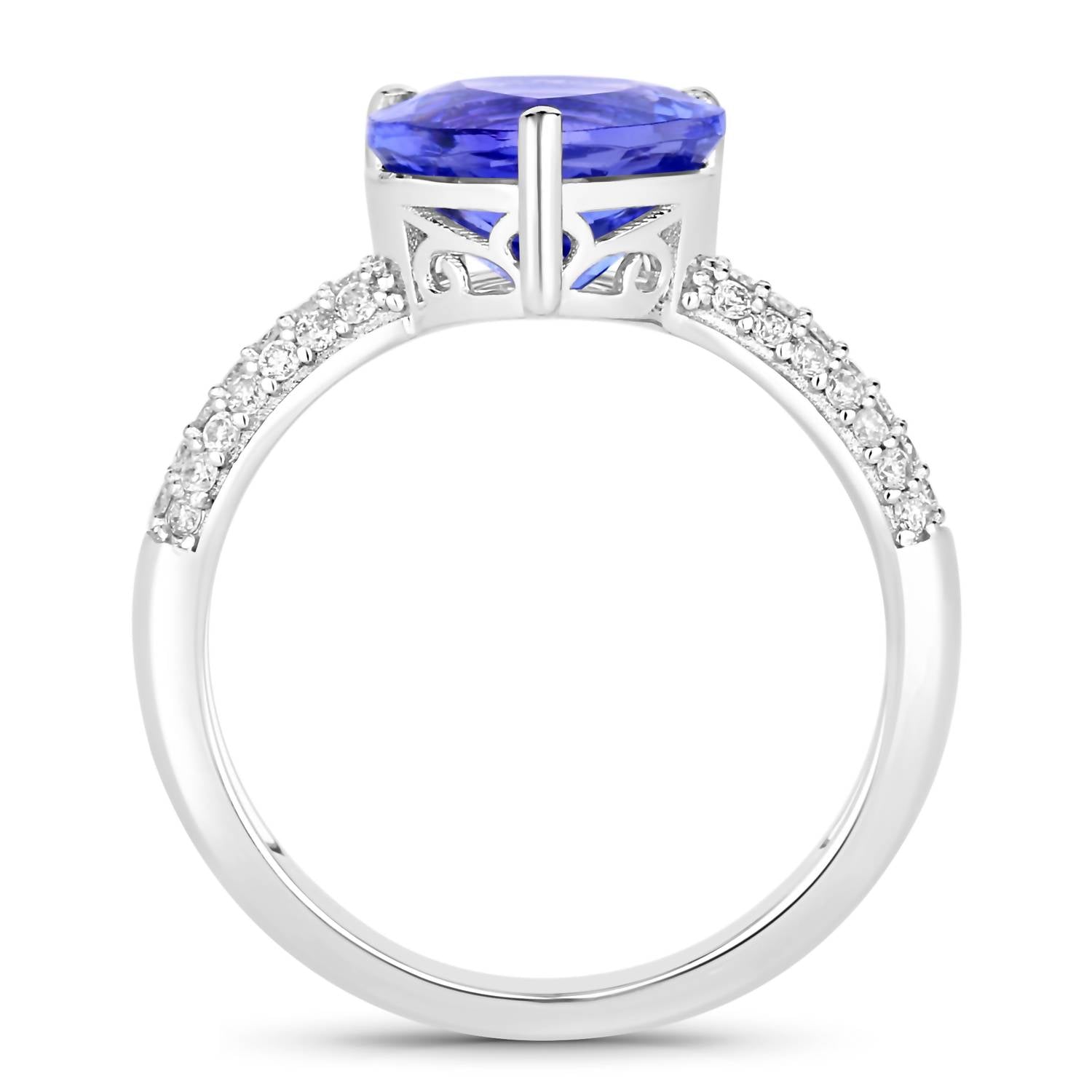 Diana M Jewels Women's Heart Natural Tanzanite Fashion Ring (3.18 Ct) - Signature Plus in 14k white gold - women's jewelry - detail view