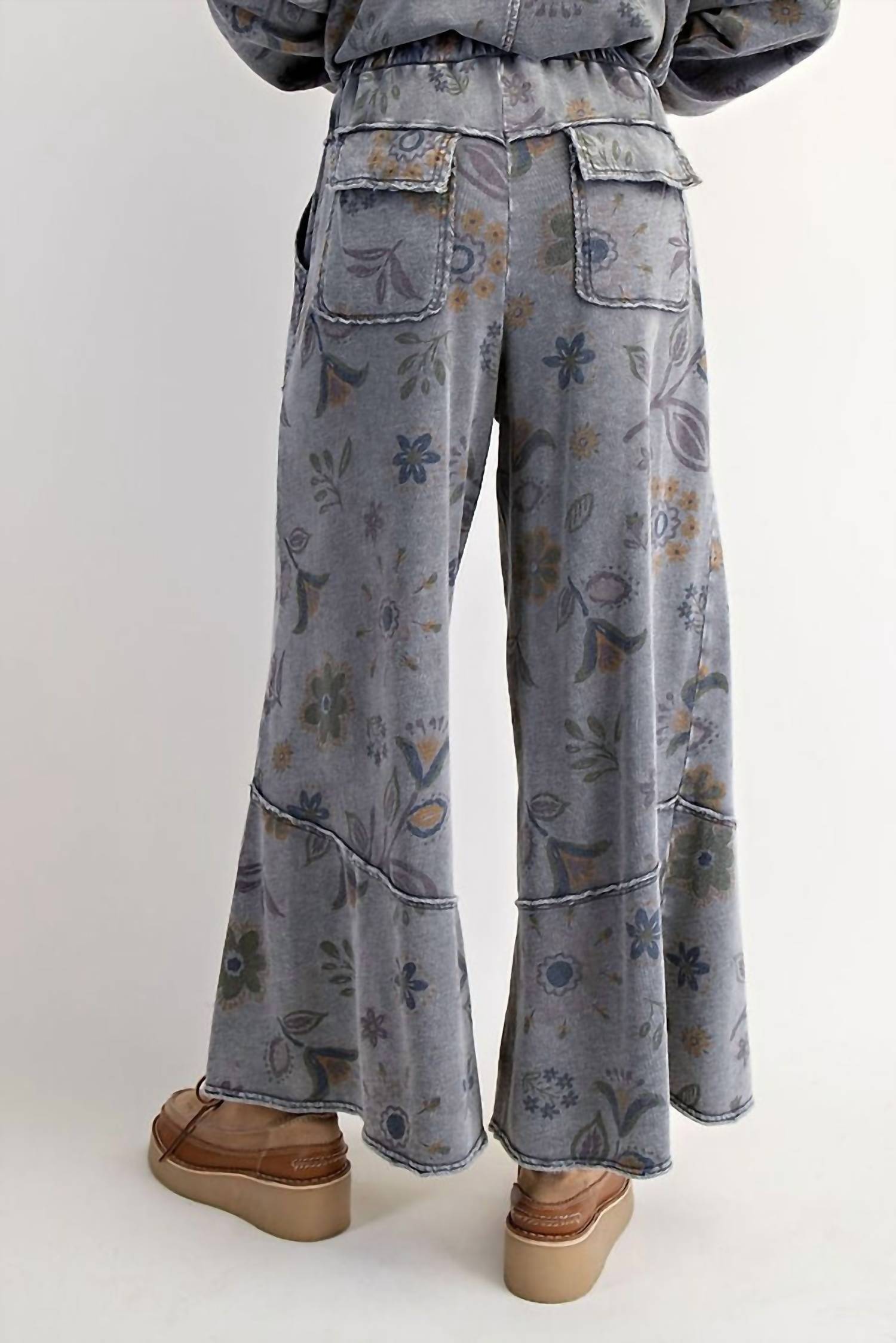 Easel - Floral Printed Terry Pants