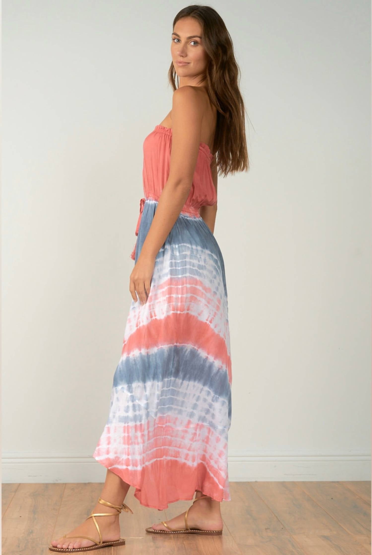Elan - Tie Dye Strapless Maxi Dress
