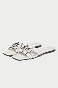 SIMKHAI Women's Monogram Flat Slide in ivory - women's sandal - view 5