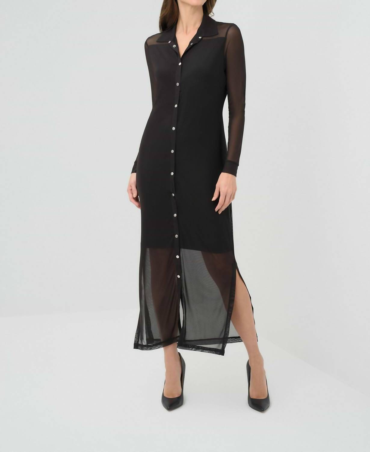 Anatomie Colette Mesh Overlay Shirt Dress in black - women's dress - view 4