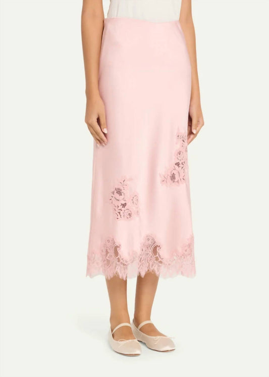Loveshackfancy - Vivia Satin Lace Midi Skirt