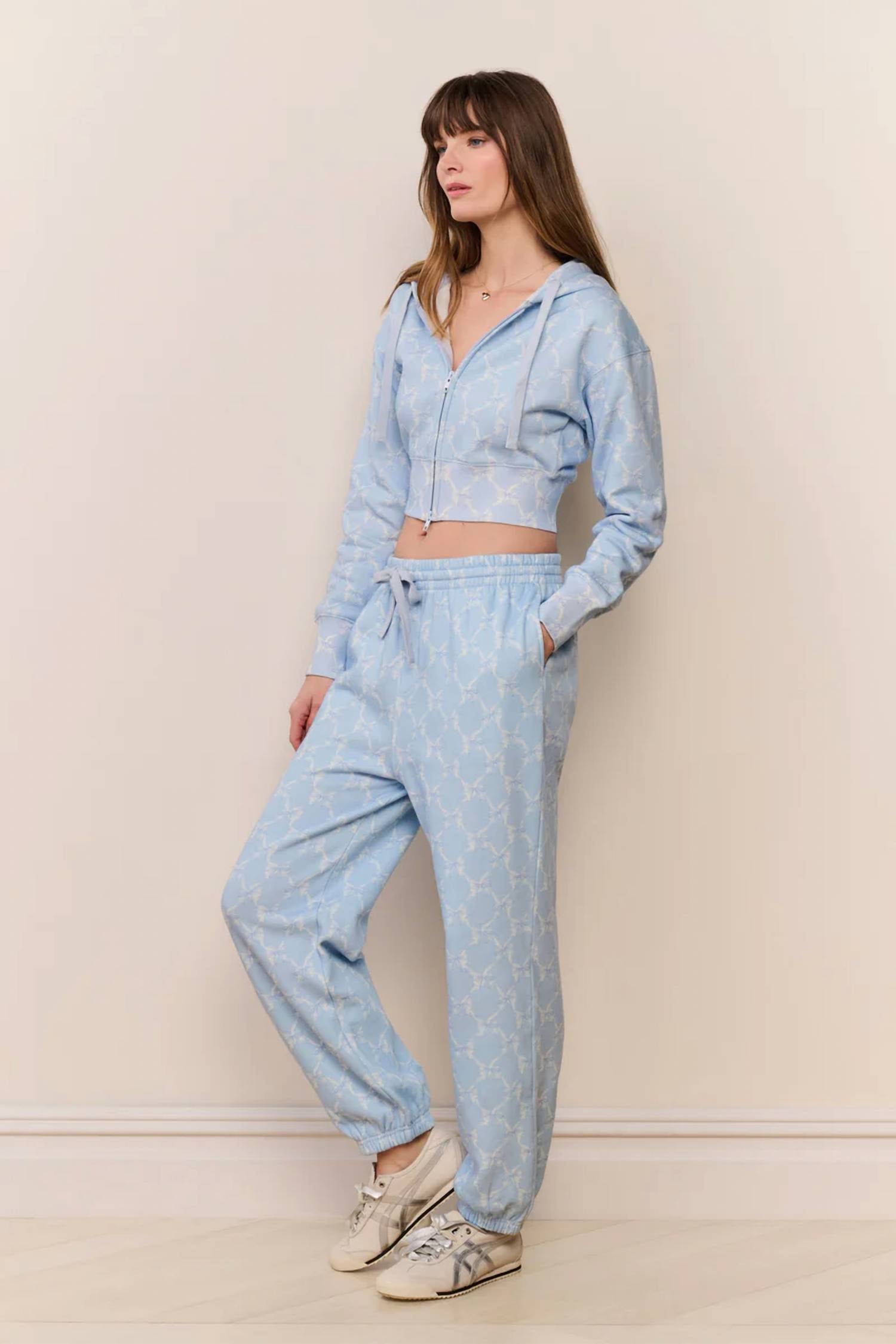 Loveshackfancy - Arienne Cropped Bow Print Hoodie