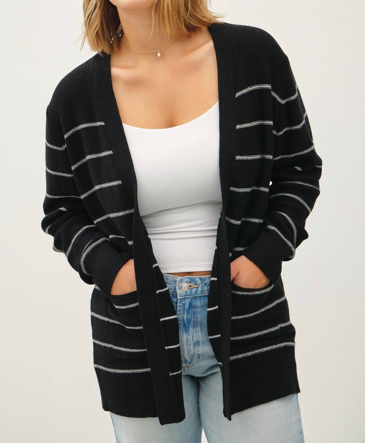 Be Cool - Striped Open-front Cardigan Curvy