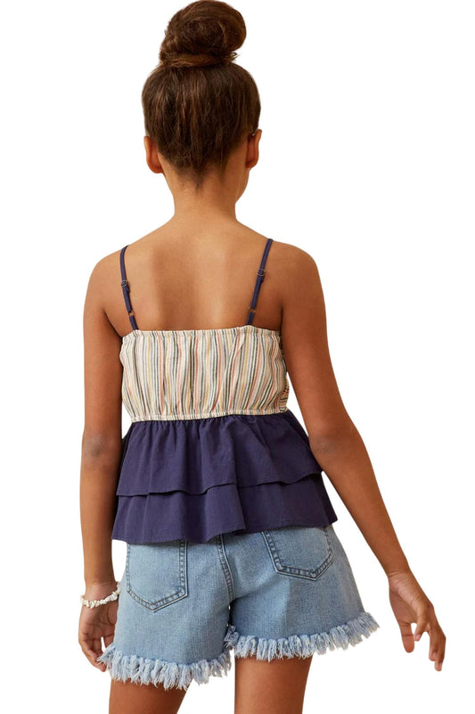 Hayden La - Stripe Colorblock Peplum Tank