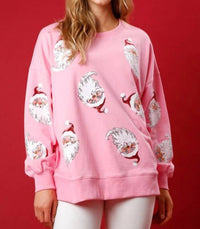 Peach Love - Sequin Santa Sweatshirt