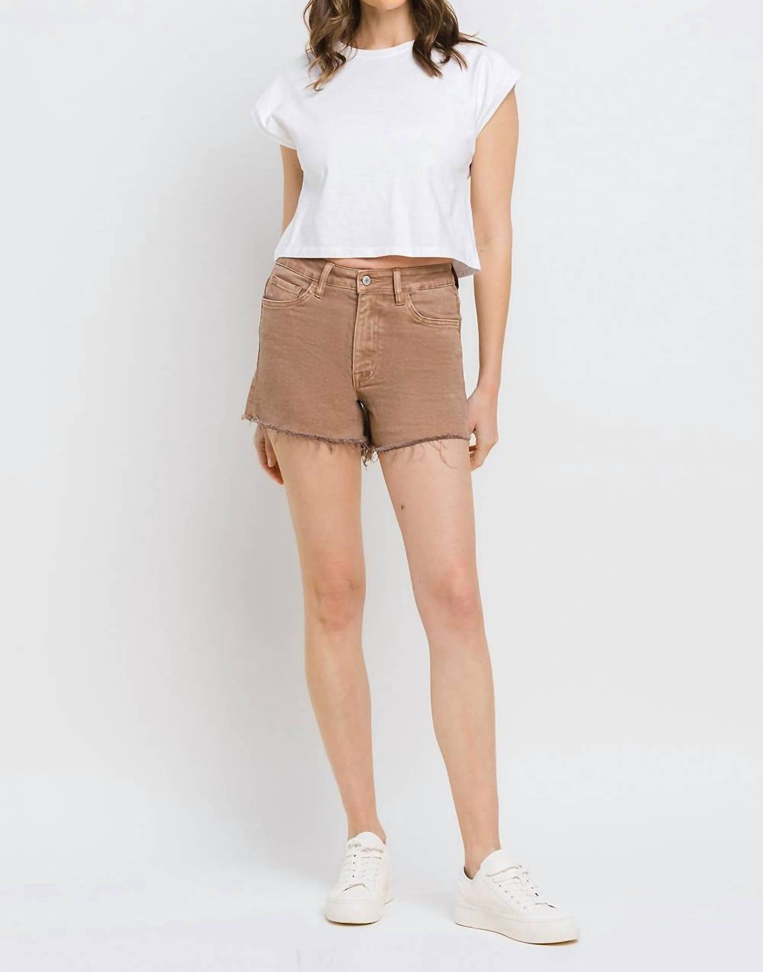 Vervet By Flying Monkey - Super High Rise Raw Hem Mom Shorts