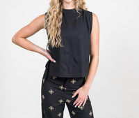 Trisha Tyler - Sleeveless Tie Side Linen Top