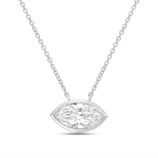 Diana M Jewels - Women's East West Marquise Bezel Lab-grown Diamond Pendant Necklace (5.00 Ctw)