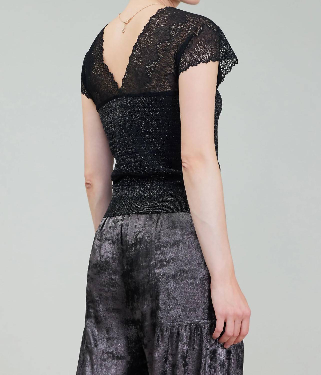 Current Air - Shimmer Lace Top