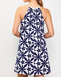 Skies Are Blue - Embroidered Halter Dress