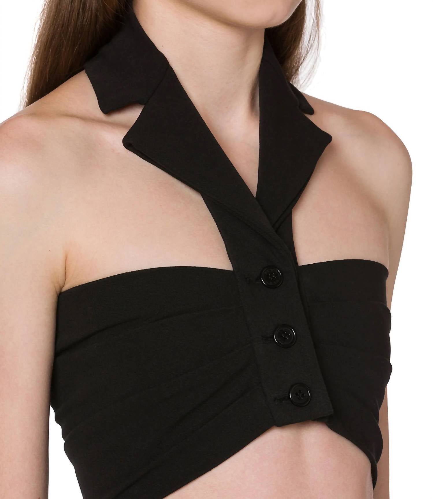 Philosophy Di Lorenzo Serafini - Draped Crop Top in Stretch Poplin