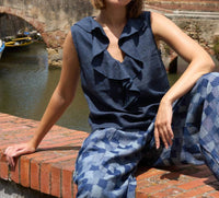 Blueberry - Wave Neck Sleeveless Top