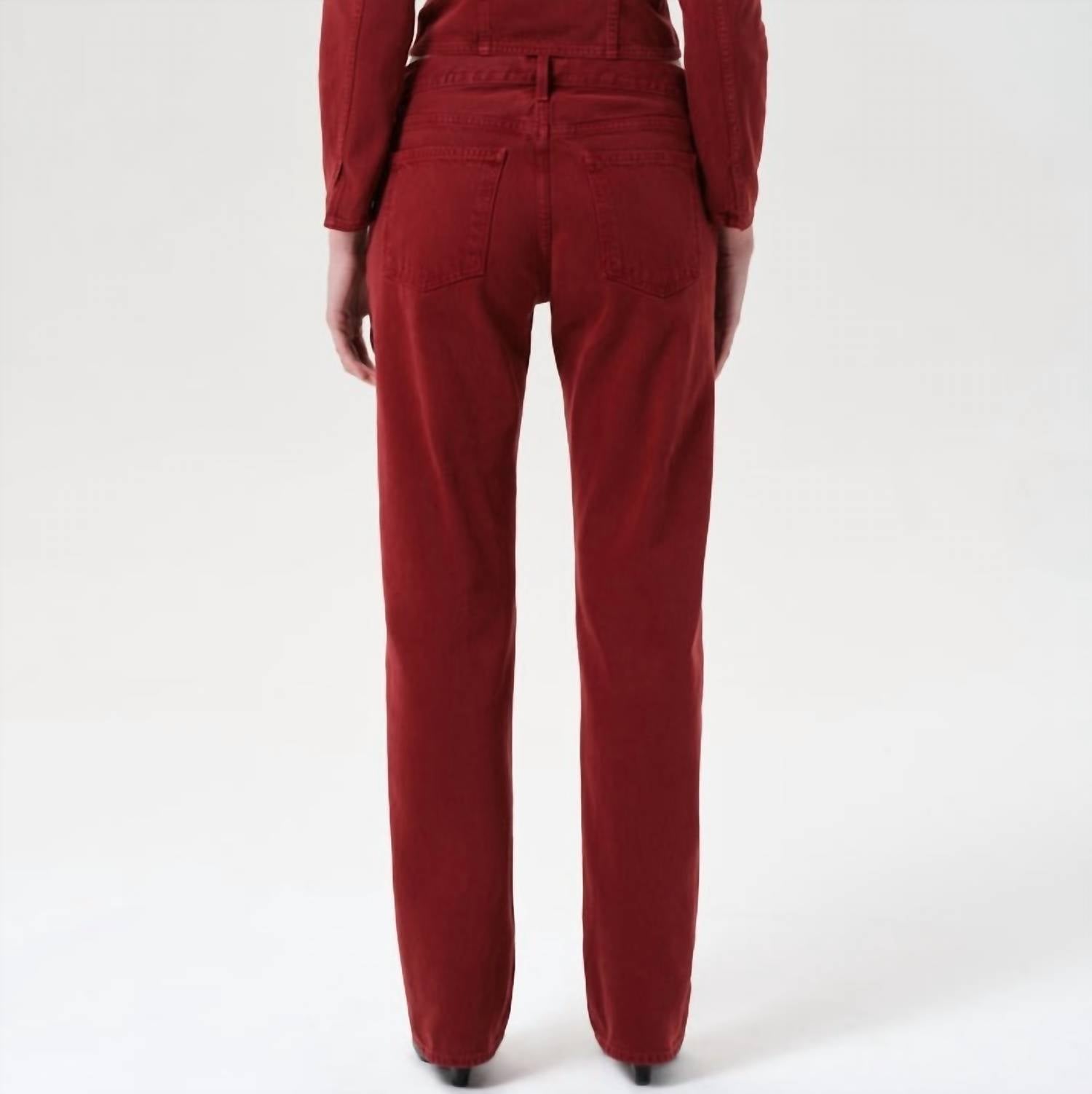 AGOLDE Low Rise Slim Fit Jeans in brick - women's jeans - detail view