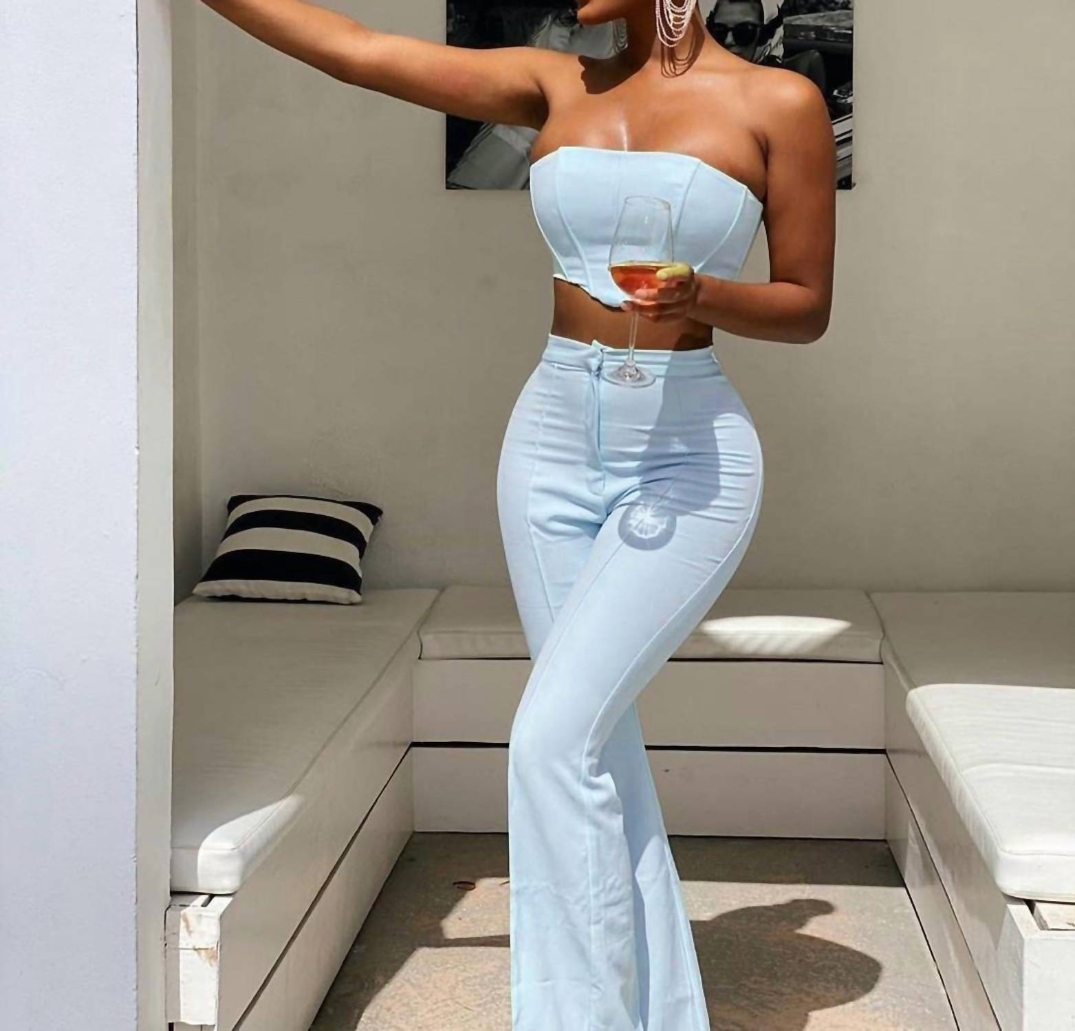 Porshia By Porshia Banks - Opulence Strapless Soft-boned Corset And Flare Pants Set
