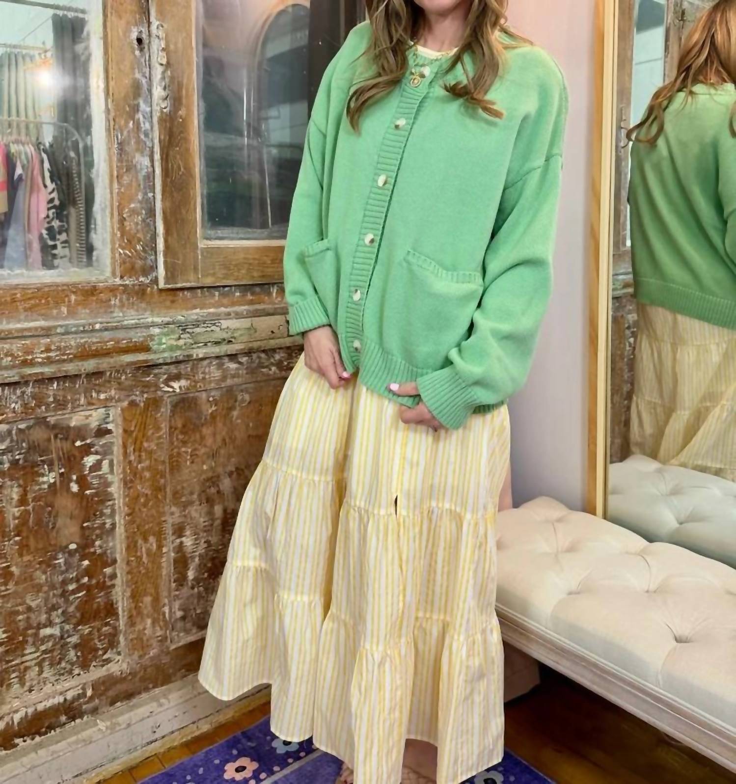 Wishlist - Ribbed Contrast Sweater Cardigan