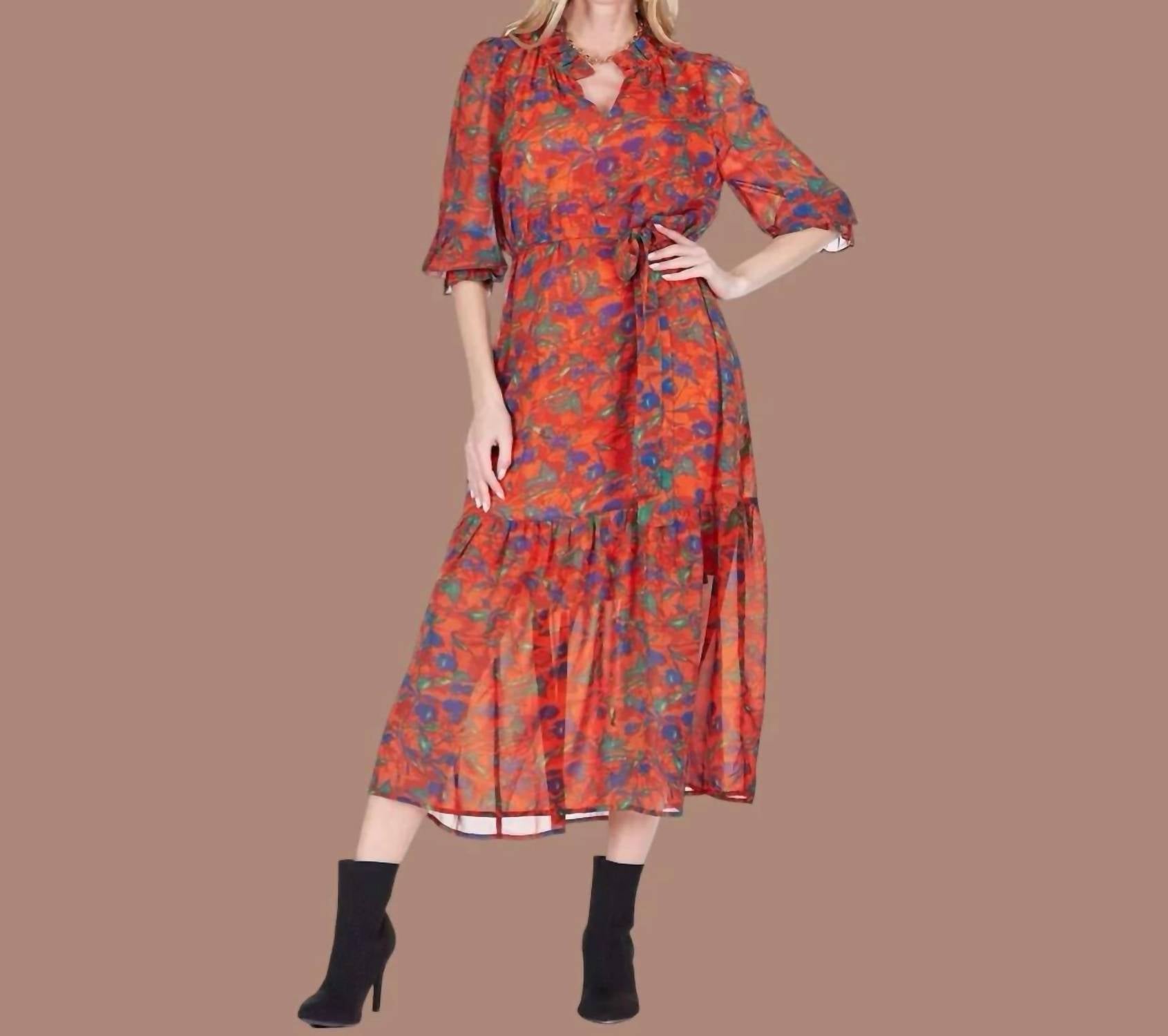 Joy Joy - Odessa Split-neck Maxi Dress
