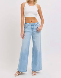 CELLO Low Rise Wide Leg Jeans in light wash - women's jeans