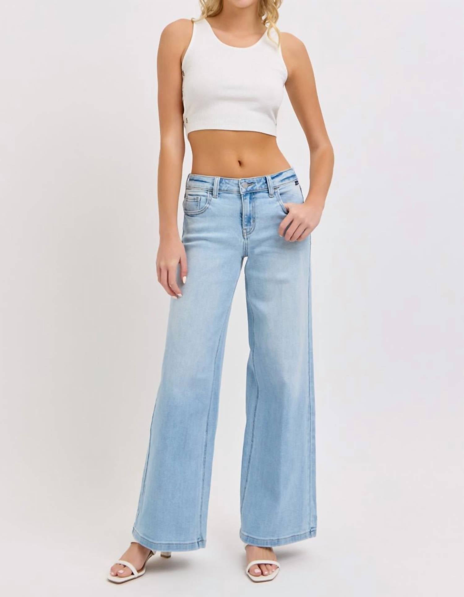 CELLO Low Rise Wide Leg Jeans in light wash - women's jeans